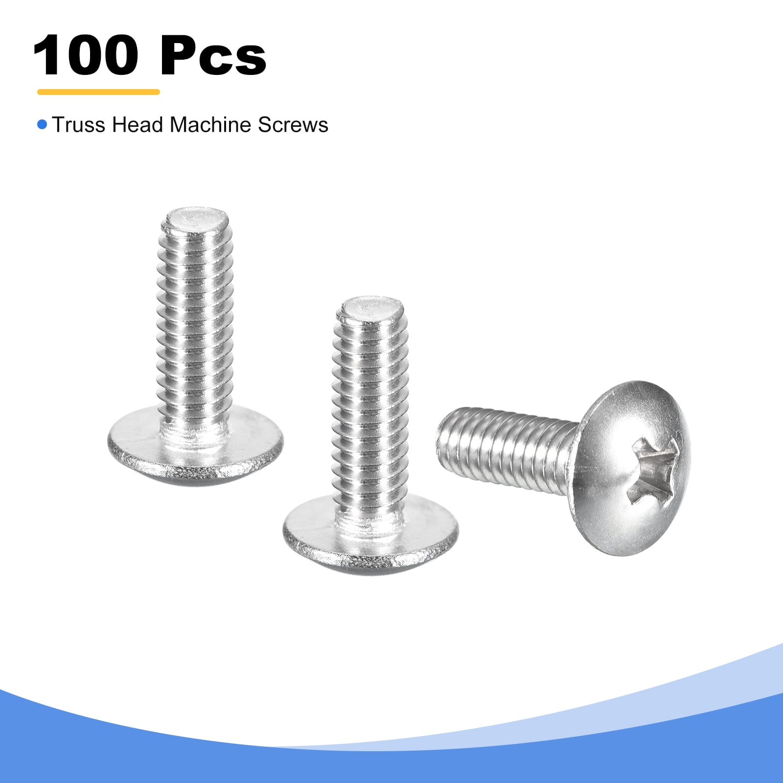 #10-24 x 5/8" Truss Head Phillips Machine Screws, Full Thread, 304 Stainless Steel, 100 Pack