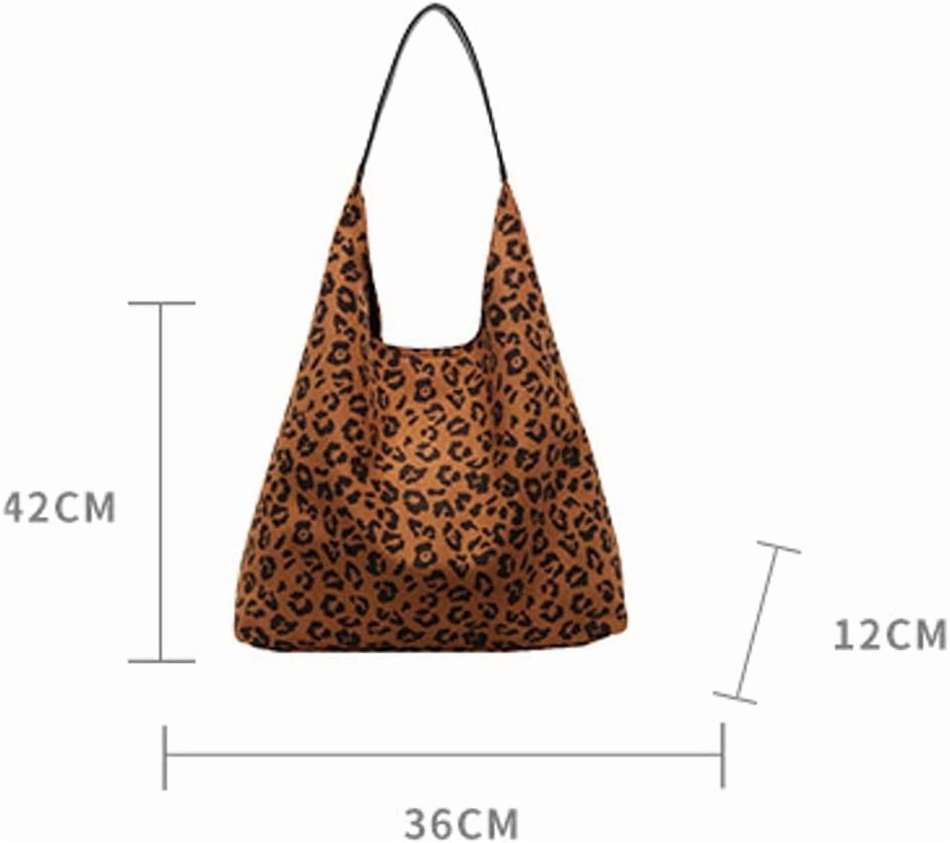 Zhengup Vintage Suede Tote Bag for Women Large Soft Shoulder Purse Leopard Print Handbag Casual Work Top Handle Satchel 2pcs