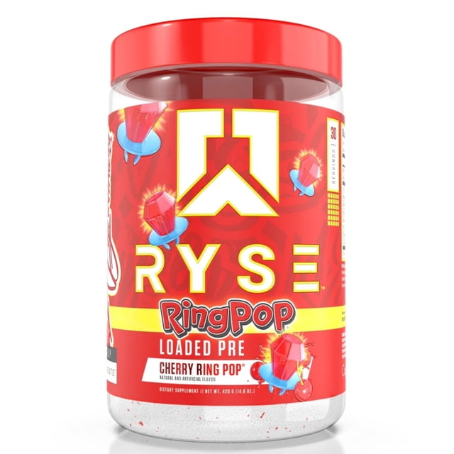 Ryse Loaded Pre Workout Powder Supplement for Men & Women | Pumps, Energy, Focus | Beta Alanine + Citrulline | 390mg Caffeine | 30 Servings (Ring Pop Cherry)