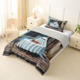 thumbnail image 2 of Feelyou Spooky Street Ghost Twin Comforter Sets, Cartoon Outdoor Pizza Bedding Set, Blue Beige, Gray Reversible, 2-Piece, 1 Comforter and 2 Pillowcases, 2 of 7