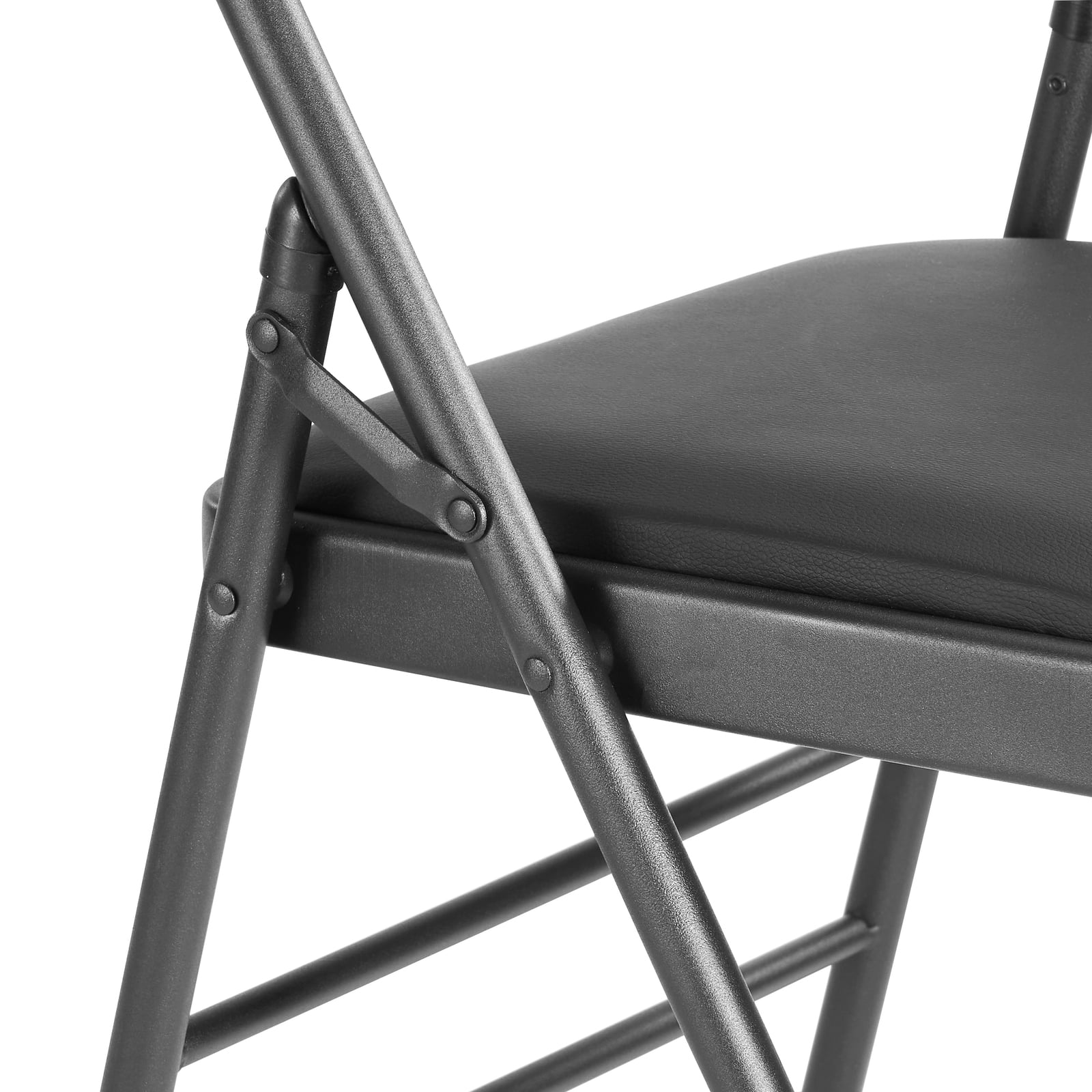 VTOY Folding Chair with Cushion 2-Pack Leather Padded Foldable Chairs Outdoor and Indoor Indoor,Black (Set of 2)
