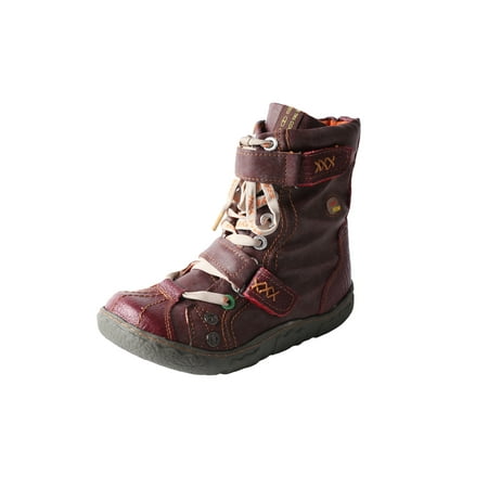 

TMA EYES Double-Strape Washed PU Leather Women s Boot With Faux Fur Lining