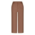 thumbnail image 4 of AherBiu Business Casual Pants for Women 3/4 Length Formal Capri Pants High Waisted Straight Leg Capris with Pockets, 4 of 5