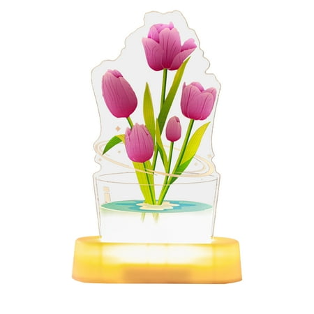 

) Tulip shape 3D ornaments night light acrylic color lamp indoor decoration atmosphere lamp (order note: add USB data cable for delivery. Purchase price + 1 yuan)