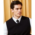 thumbnail image 4 of Kallspin Men's Sweater Vest Cotton V Neck Relaxed Fit Knit Sleeveless Pullover Sweater(Black,Large), 4 of 9