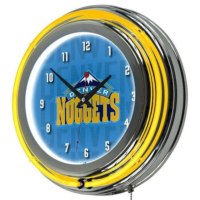 Trademark NBA1400-DN3 NBA Chrome Double Rung Neon Clock, City - Denver Nuggets