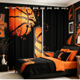 thumbnail image 2 of Homewish Cartoon Monogrammed L Blackout Curtains Set of 2 (52x84 Each), Cartoon Basketball Lover Window Curtains, Teens Kids Boys Girls Curtains and Drapes, Window Curtains Bedroom Decor, 2 of 6
