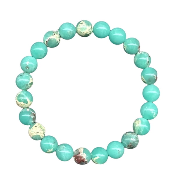 Pulsera de piedra natural para hombres y mujeres de cristal verde de cuentas de joyería hecha a mano Unisex Boho para el uso diario