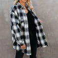 thumbnail image 5 of HANXIULIN Women's Flannel Plaid Light Weight Thin Jacket Shirts Raglan Long Sleeve Button Down Chest Pocketed Shirts Coats Shacket Black XXL, 5 of 9
