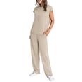thumbnail image 4 of Conjuntos de ropa de vacaciones WIHOLL de 2 piezas para mujer, color beige, 4 of 6