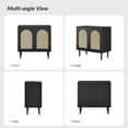 thumbnail image 4 of 32" Tall 2 Arch Door Accent  Storage Cabinet Natural Rattan Door Credenzas Sideboard TV Stand Home Dining Room, Black, 4 of 8