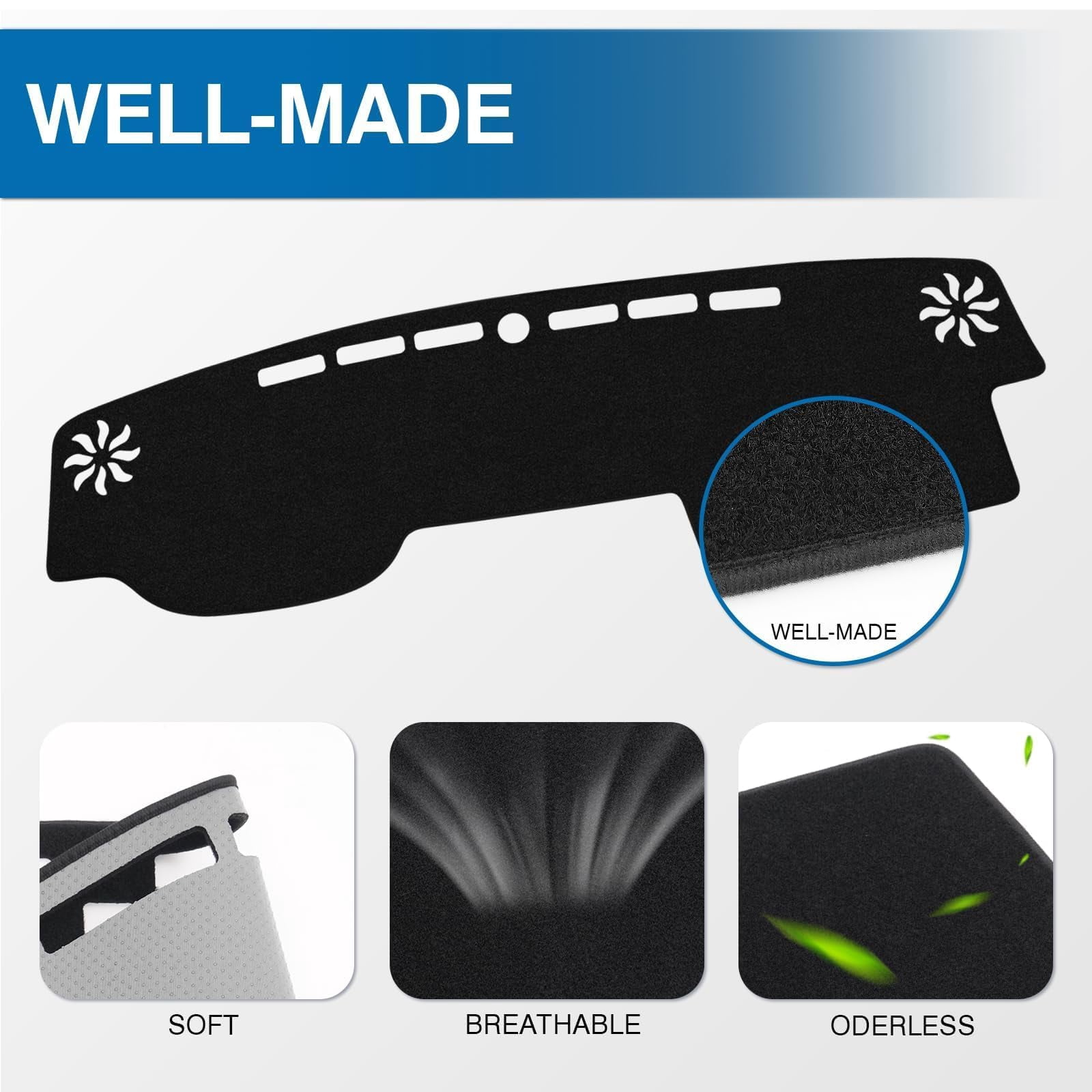 Car Dash Cover for 4Runner 2010-2022 Left Hand Driving Non-Slip Center Console Dashboard Cover Interior Accessories for 4Runner Custom Fit Dash Mat Sunshade Windshield Glare Black