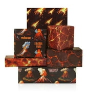 Volcano Wrapping Paper PriNst for Boys Girls Kids, 6 Sheets Volcano Lava Wrapping Paper, 20x28 Inch Per Sheet Lava Gift Wrap for Birthday, Science Dinosaur, Hawaiian Party