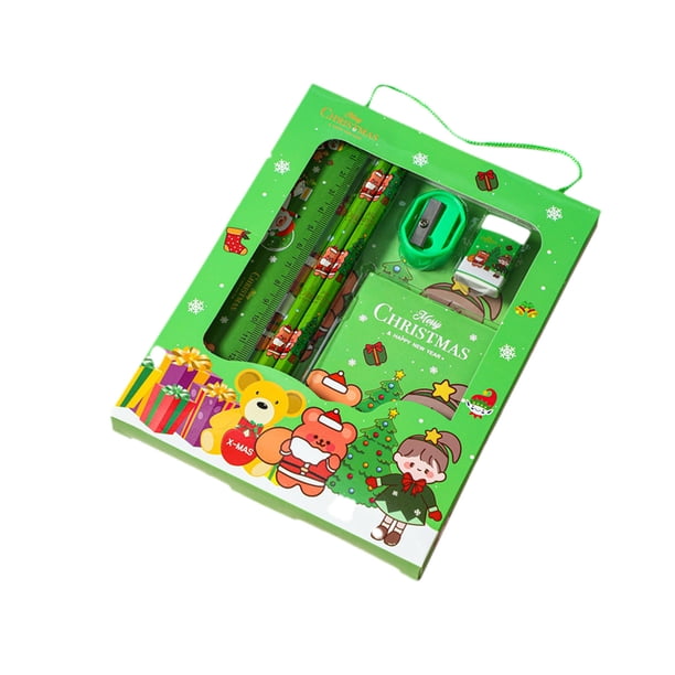 Set De 6 Piezas Navideñas Para Llevar Set De Papelería Para Estudiantes Pequeños Premios Navideños Para Niños De Guardería
