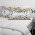 thumbnail image 3 of Watercolor Floral Pillow Covers, Linen Long Throw Pillow Case, Spring Daisy Sunflowers Wisteria Hummingbird Holiday Pillow Protector Decorative Cushion Cover for Living Room/Bedroom 20" x 36", 3 of 8