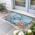 thumbnail image 2 of Blue Coastal Crab Doormat Outdoor Entrance 24"x36", Summer Beach Starfish Botanical Absorb Moisture Dirt Door Mats, Non-Slip Rubber Backing Floor Mats Indoor, Low-Profile Front Door Rugs, 2 of 9