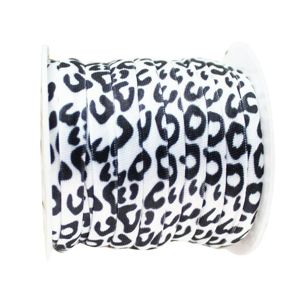 Cinta elástica de jacquard de 3 mx5 mm para cintura, para mascarillas, costura y costura. Leopardo blanco