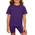 thumbnail image 2 of HBGVBA Girls Summer Outfits Casual 2 Piece Short Sleeve Tee and Bike Shorts Comfy Clothings Set, 2 of 5