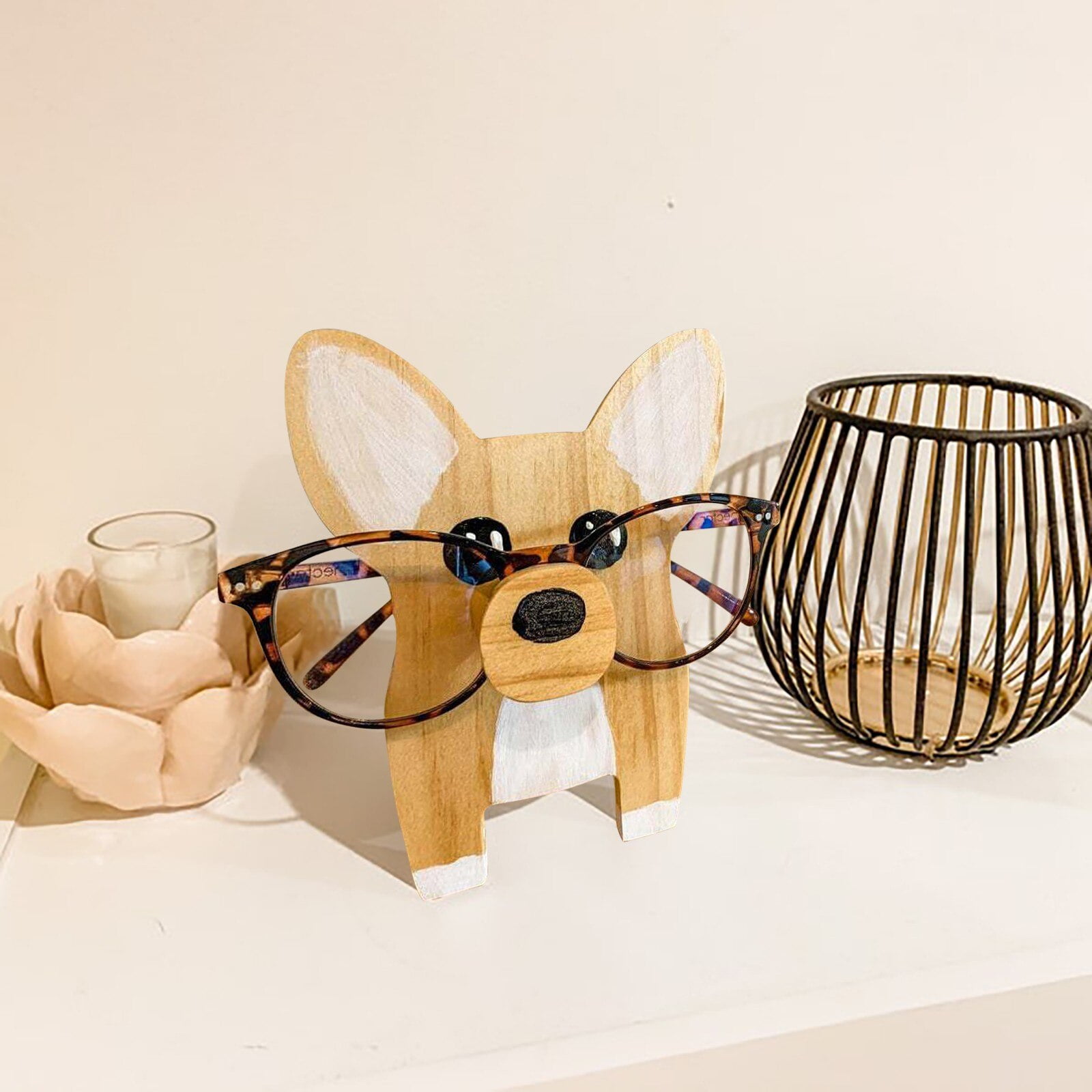  NEWDEZHI Creative Animal Glasses Holder, Wooden Eyeglass Holder,  Cute Pet Glasses Stand for kids, Handmade Carving Sunglasses Display Rack  Home Office Desk Decor Gift (yorkie) : Home & Kitchen