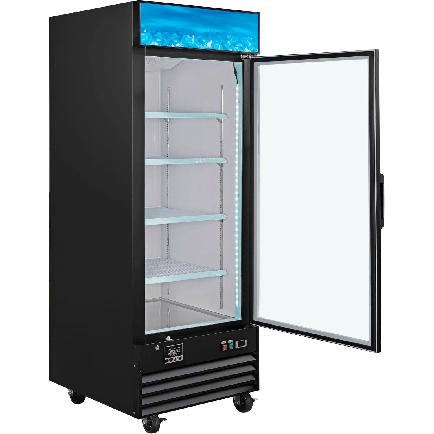 Nexel® Merchandiser Freezer, Glass Door, 23 Cu. Ft., Black