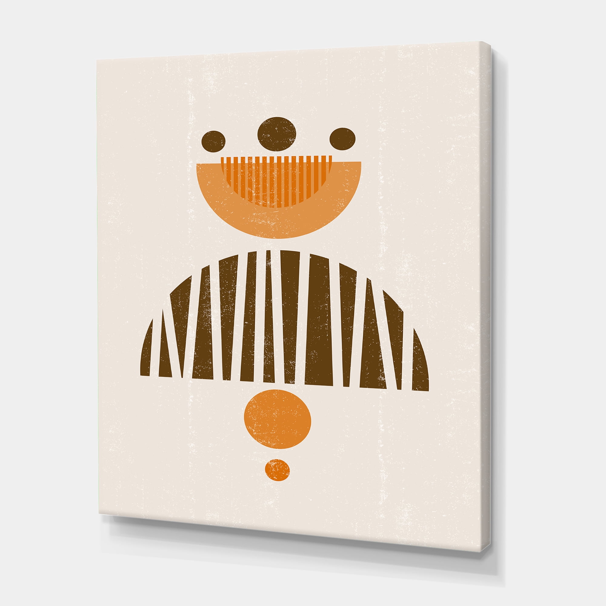 Designart ' Abstract Minimal Moon and Sun In Earth Tones IV ' Modern Canvas Wall Art Print