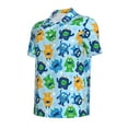 thumbnail image 3 of Daiia Cartoon Monster Pattern Men’s Polo Shirts,Solid Deck Shirt,Classic Fit, Breathable Cotton Polo for Casual and Sport Wear-Small, 3 of 9