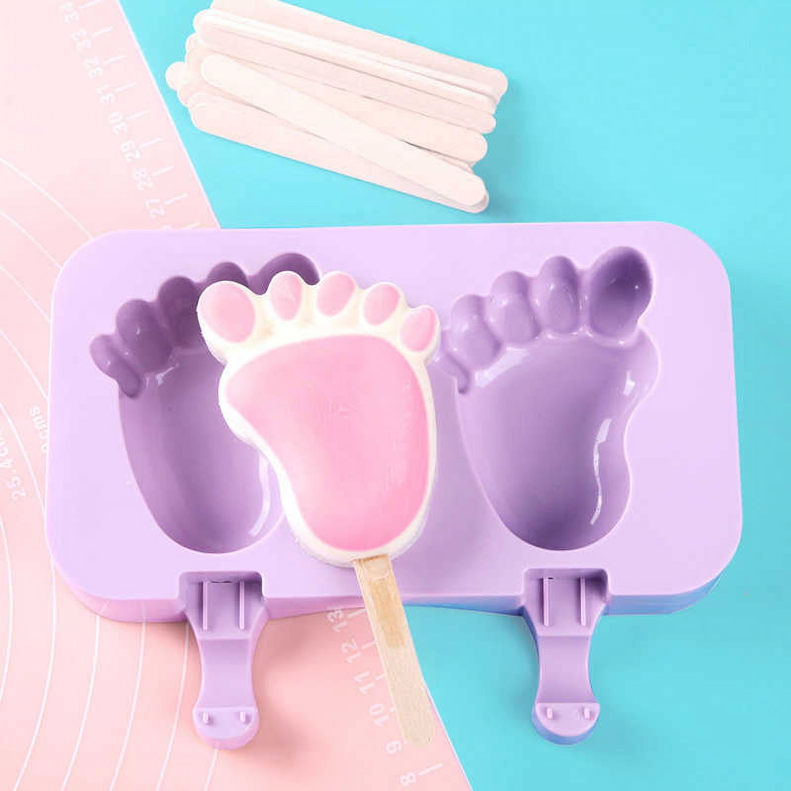 MENARDMD Silicone Popsicle Molds with Lid,Ice Cream Mold for Kids Homemade Ice Cream Makers Mold with 50 Wooden Sticks, Snowman, Size: As Shown, Purple