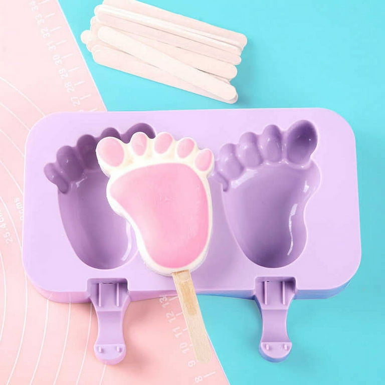 MOTZU 2 Pieces Ice Cream Bar Mold, Silicone Ice Pop Mould Popsicle  Moulds,DIY Ice Cream Maker with 60 Pieces Wooden Sticks, Classic Oval,Non  Stick