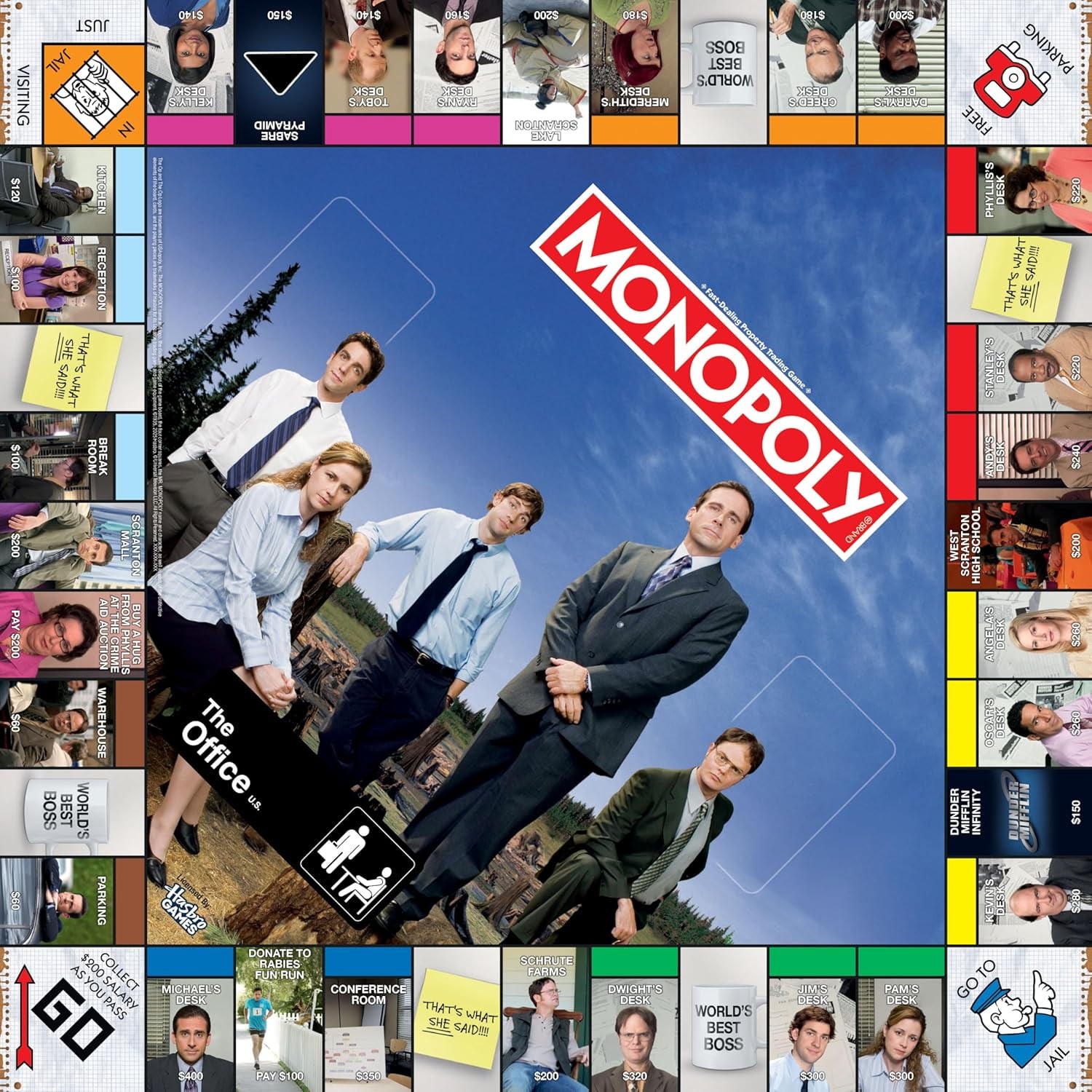Monopoly: The Office Board Game, Featuring World's Best Boss Mug, Dundee Award, Box of Paper & More, Buy, Sell, Trade Scranton?s Locations from Reception to The Conference Room, Officially Licensed