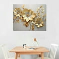 thumbnail image 2 of Creowell  Gold Metallic Flowers Print Wall Art Elegant Floral Flower Canvas on Grey Background Painting Picture Artwork for Living Room Bedroom Decor (Gold Metallic Flowers, 20x16 in/16x12 in), 2 of 4