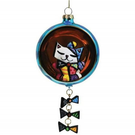 Romero Britto Picasso Kitty Cat with Bow Tie Dangles Xmas Ornament