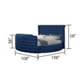 thumbnail image 2 of Round Shaped Velvet Upholstered Bed, Luxury Wood Queen Bed Frames with Tufted Headboard and TV Stand and USB Chargers for Bedroom, 2 of 6