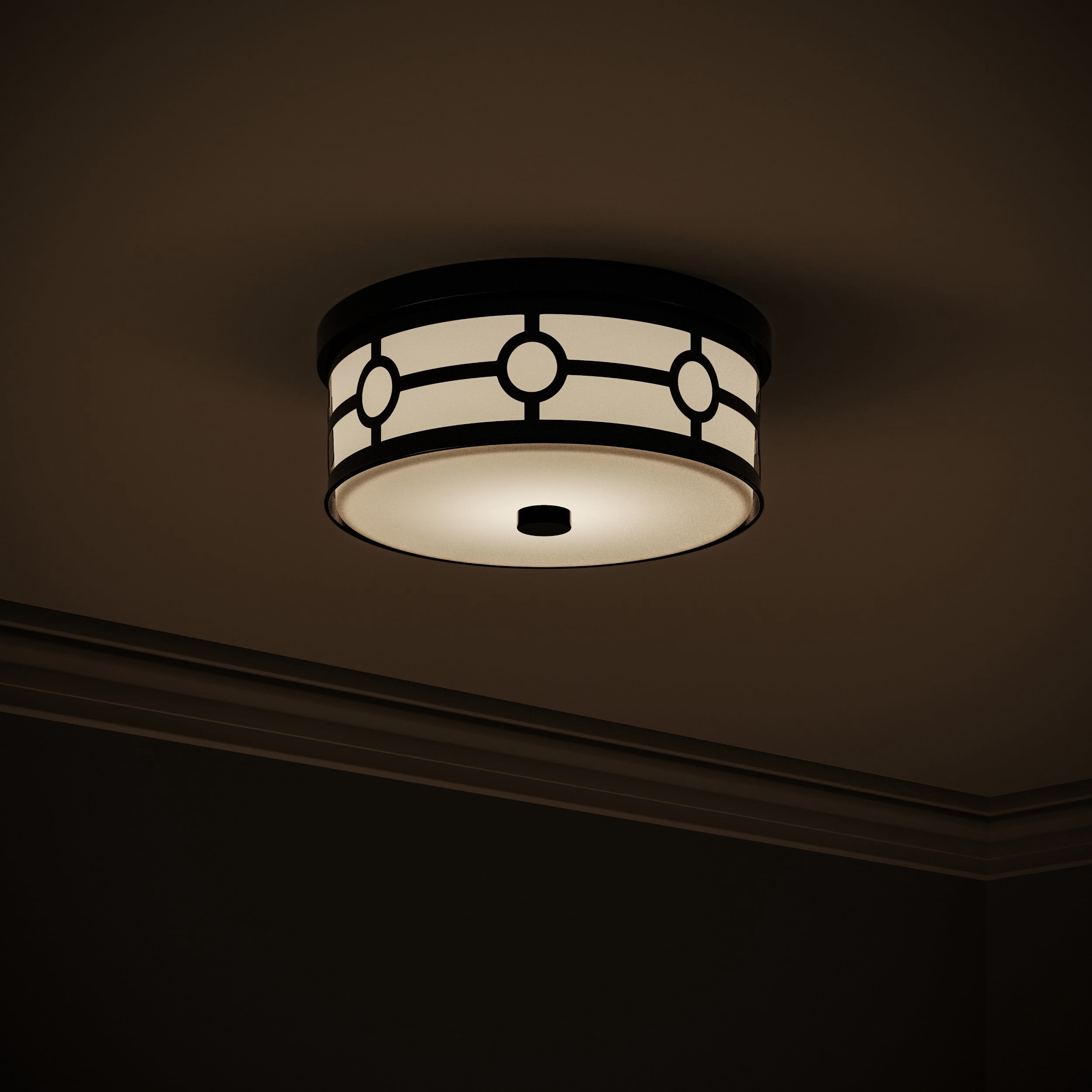 Avec Black 13" 2-Light Flush Mount Light with Etched Glass Shade