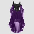 thumbnail image 2 of Robes Style Gothique pour Femmes Grande Taille Robe Midi Élégante avec Manches Évasées Ourlet Irrégulier, 2 of 5