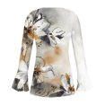 thumbnail image 4 of ICHUANYI, liquidación, trompeta informal para mujer, manga larga, estampado abotonado, corsé fruncido básico, túnica, Tops, camisetas plisadas, blusas ICHUANYI WER2023082201145, 4 of 4