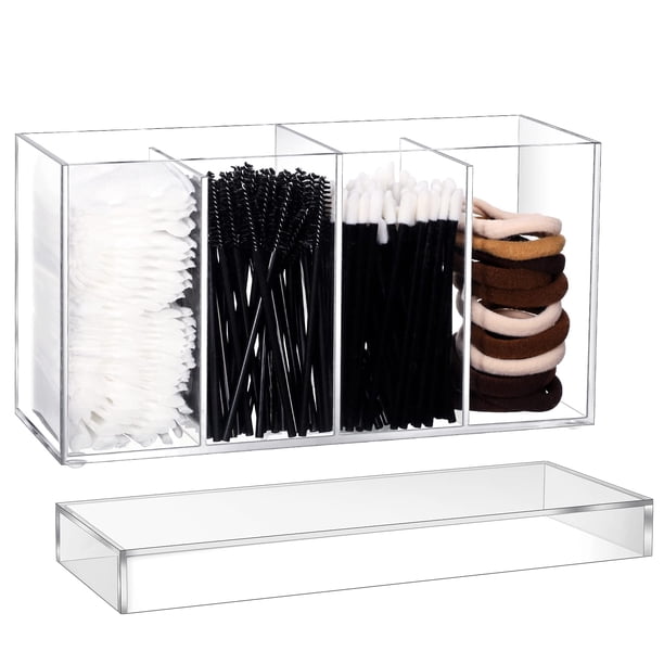 Organizador de maquillaje Yulejo de 4 compartimentos con tapa acrílica transparente