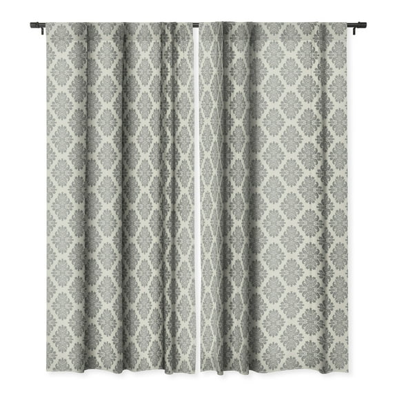 Society6 Avenie Neutral Damask Flourish Single Panel Room Darkening Window Curtain 50" x 96"