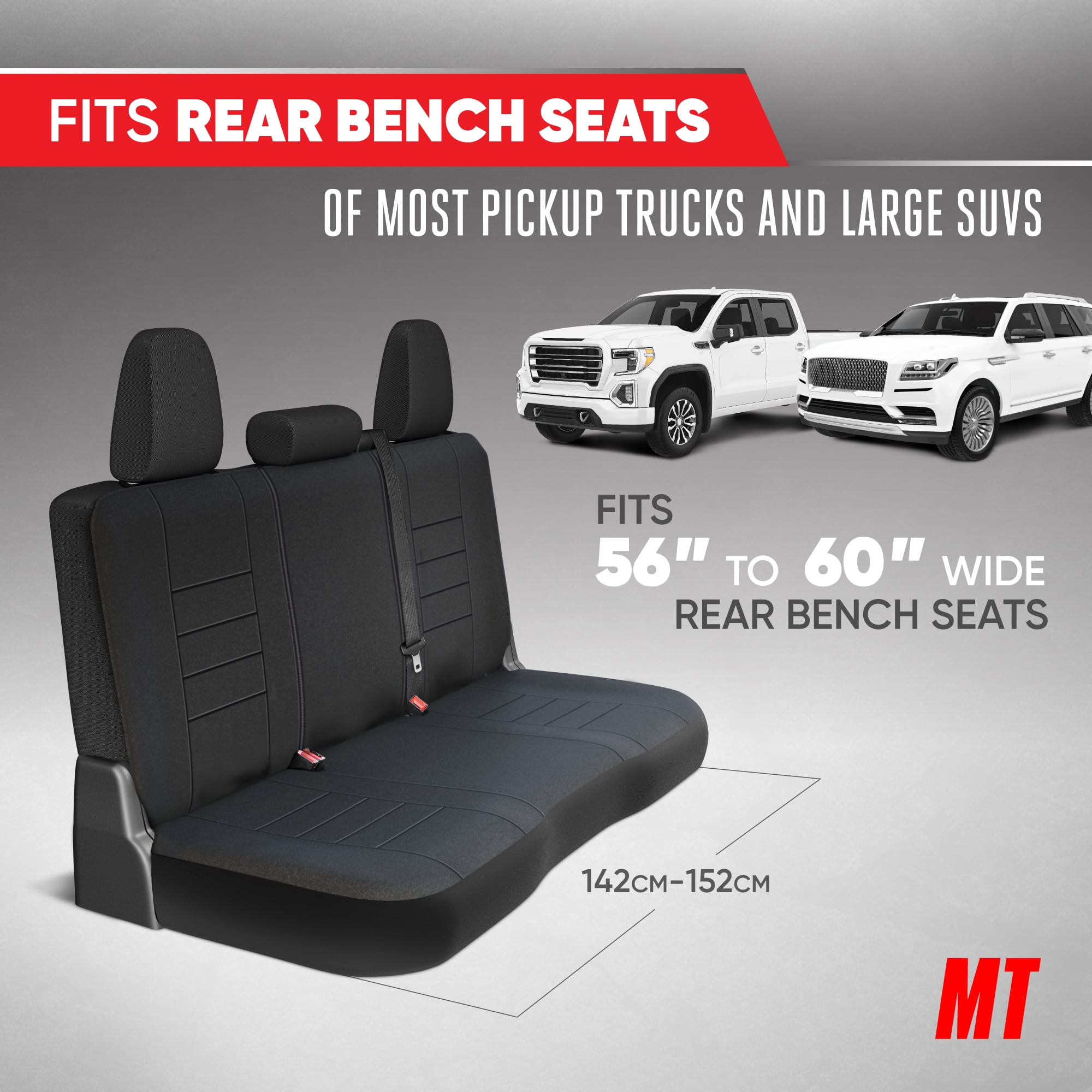 Neoprene Advantage Rear Bench Seat Cover - Waterproof and Universal Fit for Trucks, SUVs, and Vans, Black