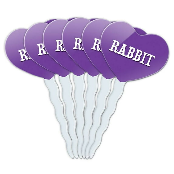 Rabbit Heart Love Cupcake Picks Toppers - Set of 6