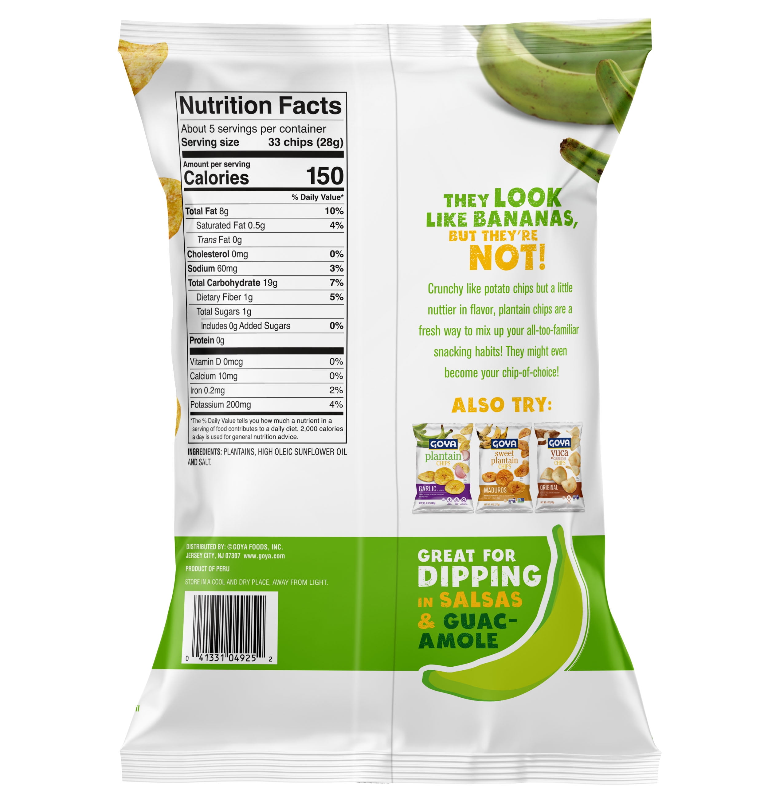 (4 pack) GOYA Plantain Chips, 5 oz Bag