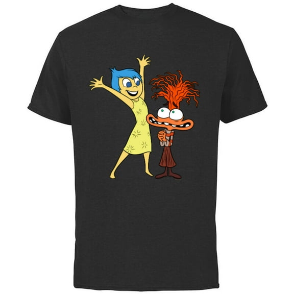 Disney and Pixar’s Inside Out 2 Toony Colors Joy & Anxiety- Short Sleeve Cotton T-Shirt for Adults - Customized-Black