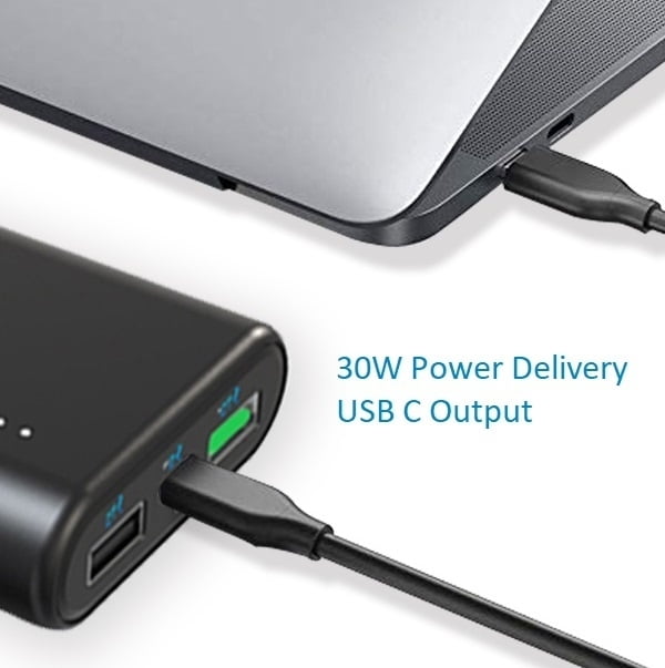 Techsmarter 20000mAh 30W Power Delivery USB C PD Laptop Portable Charger. Compatible with MacBook, iPad, iPhone, Samsung, LG, Moto
