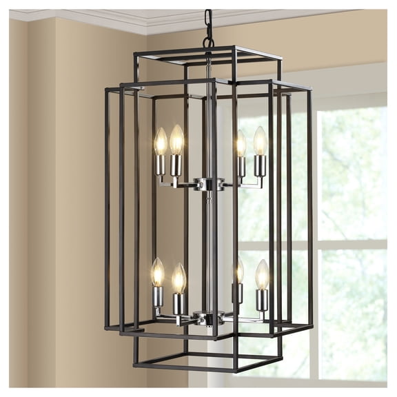 Geometric Pendant Chandelier 8-Light Black Industrial