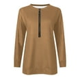 thumbnail image 5 of Yuyuzo Tunic Tops for Women Long Sleeve Pullover Round Neck Half Zipper Solid Color Fall Top Blouses, 5 of 5