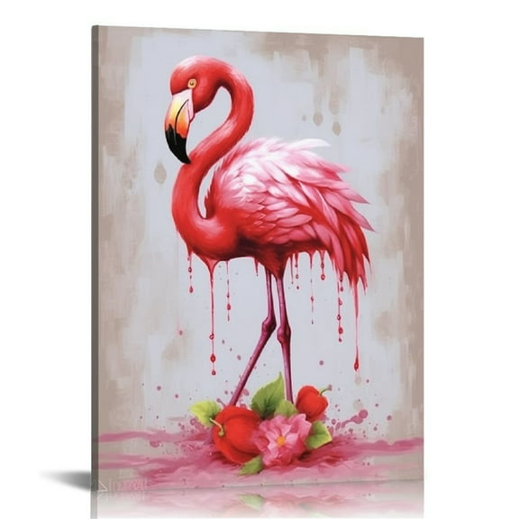 EastSmooth Flamingo Canvas Wall Art for Living Room Pink Wall Prints Love Artwork for Wall Romantic Flamingo Painting Wall Decor Framed Ready to Hang
