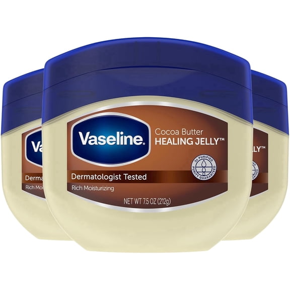 Vaseline Rich Conditioning Petroleum Jelly Cocoa Butter 7.5 oz (Pack of 3)