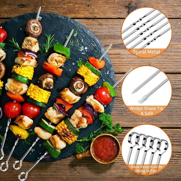 Acheter 10 pièces brochettes de Barbecue plates réutilisables