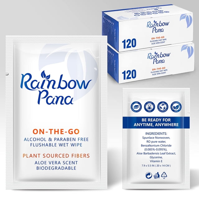 Toallitas desechables Rainbow Pana biodegradables, 240 unidades