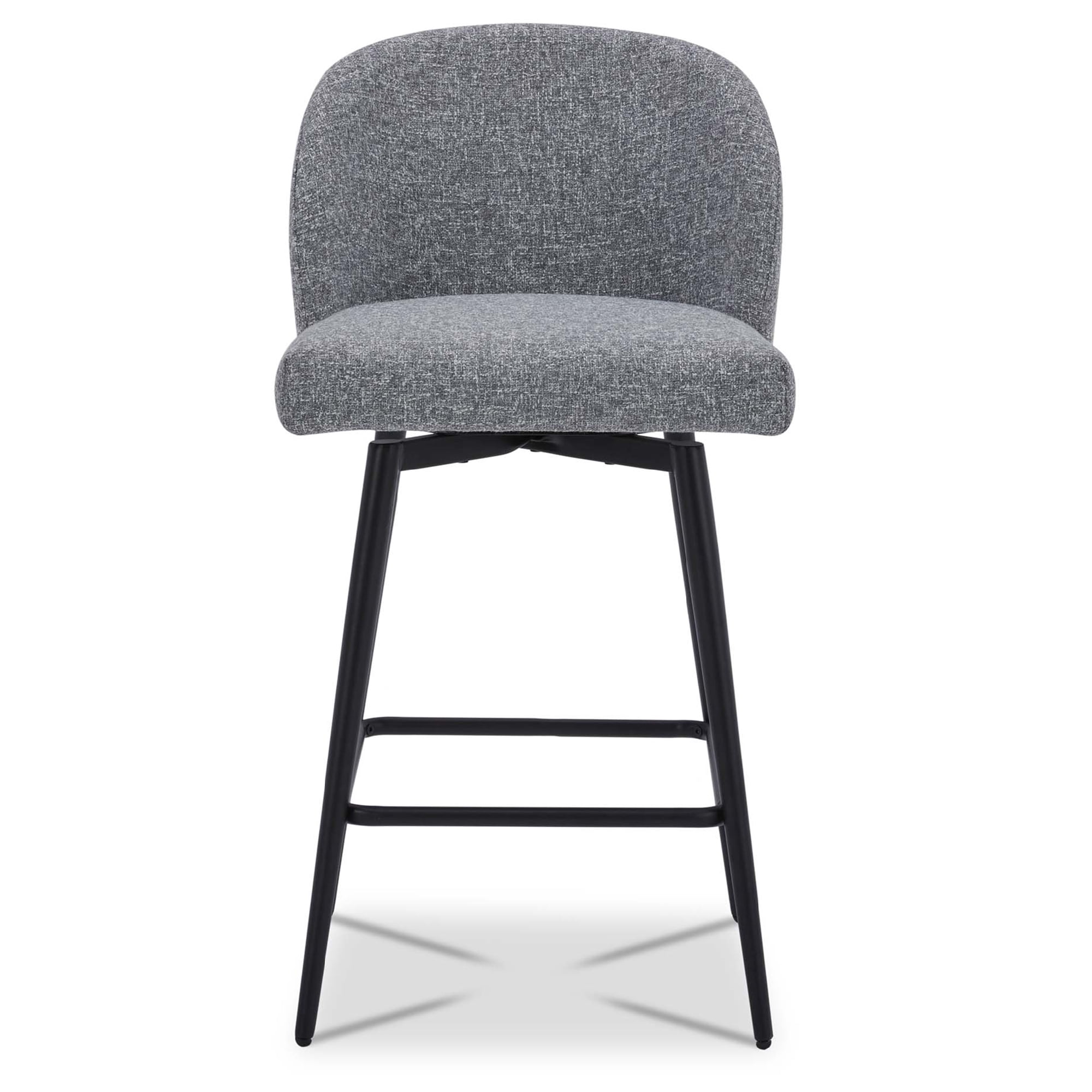 CHITA 27" Swivel Upholstered Counter Bar Stools Set of 2 with Back & Metal Legs, Fabric in Gray