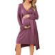 thumbnail image 3 of Ekouaer Maternity Nursing Gown and Robe Set Labor Delivery Nursing Nightgowns for Breastfeeding Pregnancy Clothes, 3 of 5